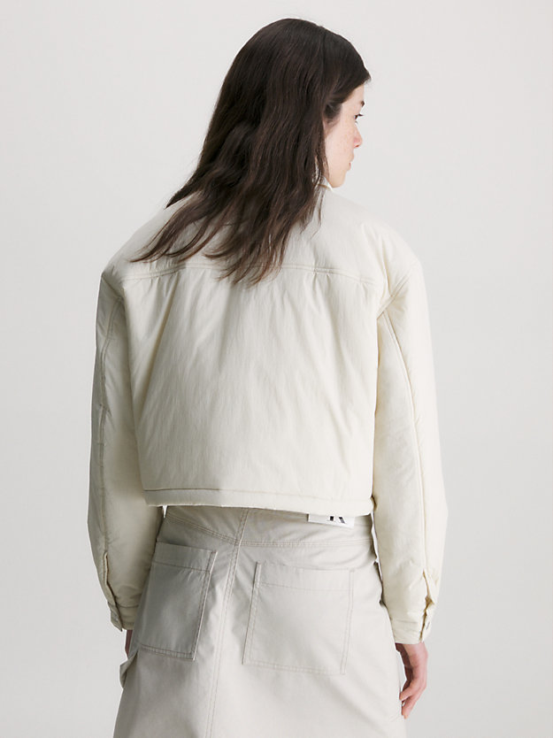 eggshell cropped padded coach jacket for women calvin klein jeans