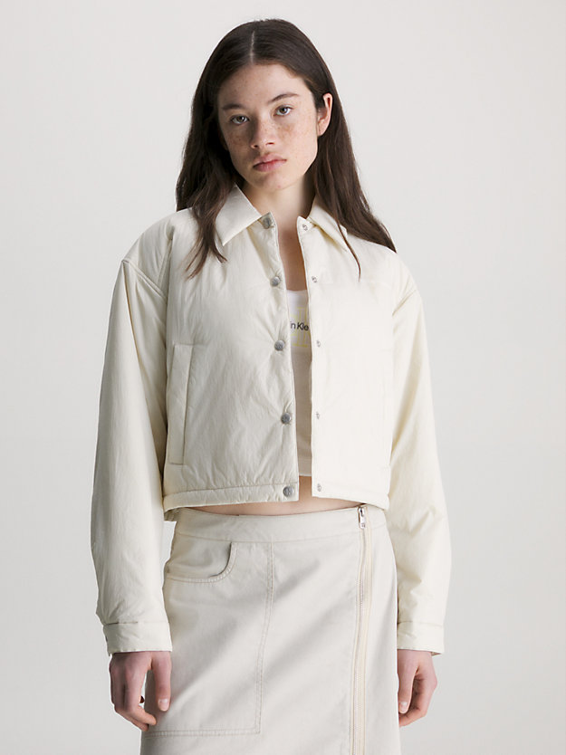 eggshell cropped padded coach jacket for women calvin klein jeans