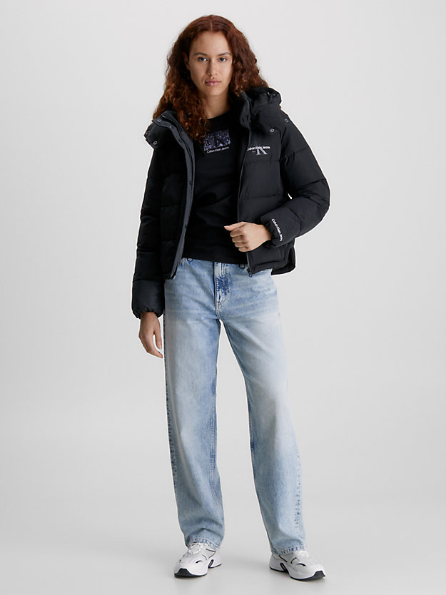 ck black steppjacke aus recyceltem polyester mit kapuze für damen - calvin klein jeans