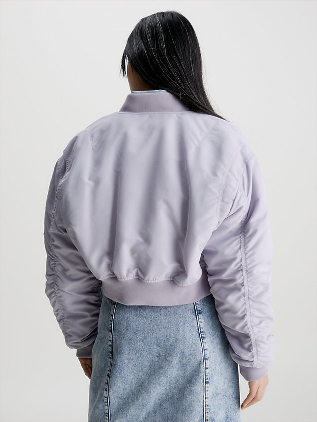 purple lightly padded bomber jacket for women calvin klein jeans
