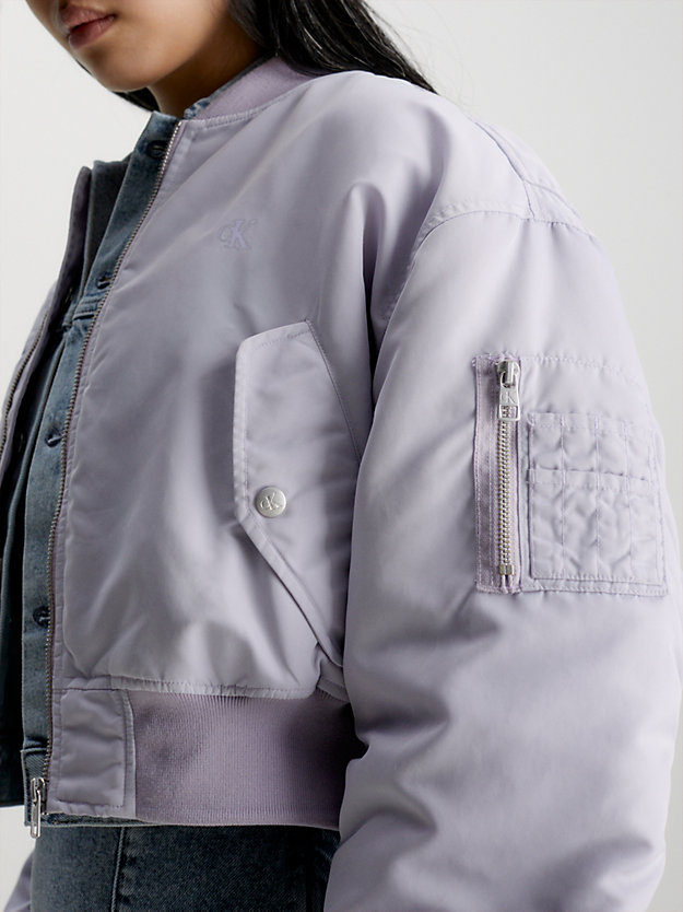 lavender aura lightly padded bomber jacket for women calvin klein jeans