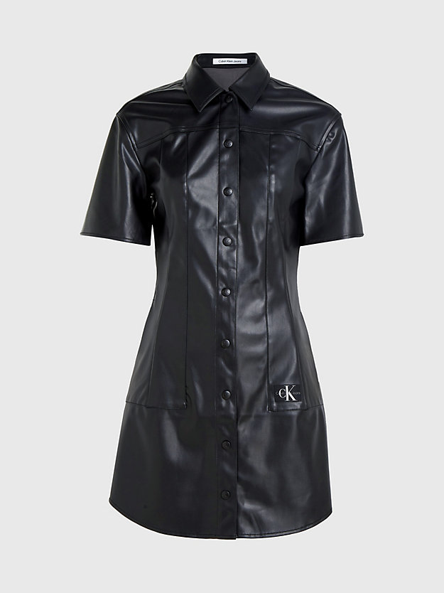 CK BLACK Faux Leather Shirt Dress for women CALVIN KLEIN JEANS