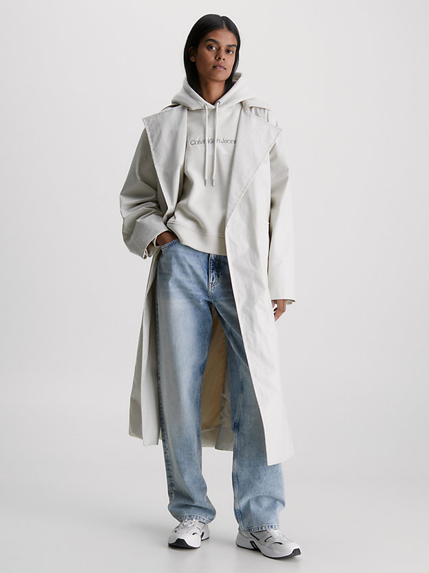 eggshell glossy oversized trench coat for women calvin klein jeans