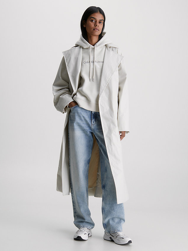 beige glossy oversized trench coat for women calvin klein jeans