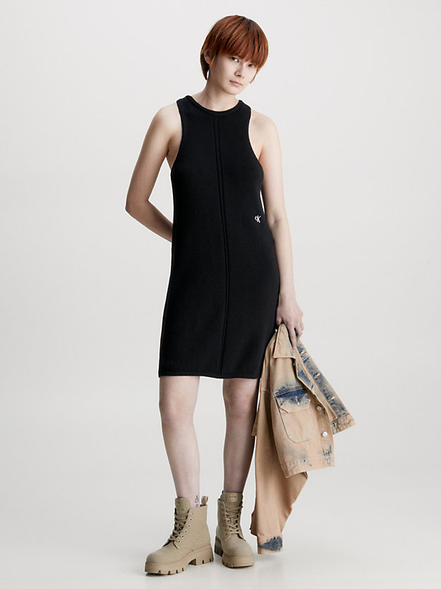 ck black sukienka bez rękawów z dzianiny bawełnianej dla kobiety - calvin klein jeans