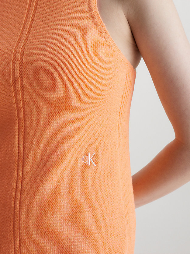 robe-débardeur en maille de coton crushed orange pour femmes calvin klein jeans