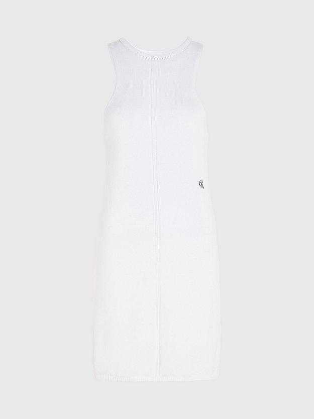 vestido de tirantes de punto de algodón bright white de mujer calvin klein jeans