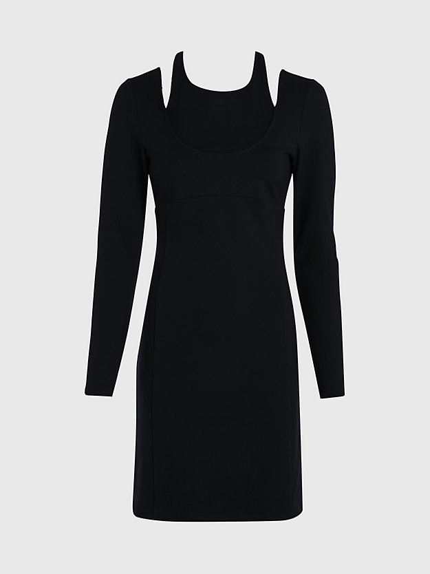 CK BLACK Doppellagiges Kleid aus Milano-Jersey für Damen CALVIN KLEIN JEANS