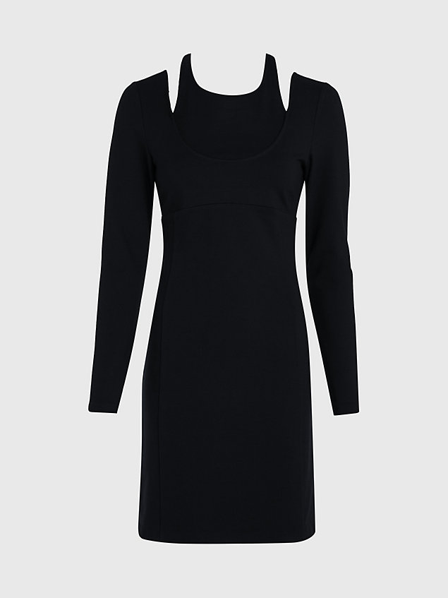 black dwuwarstwowa sukienka z dżerseju milano dla kobiety - calvin klein jeans