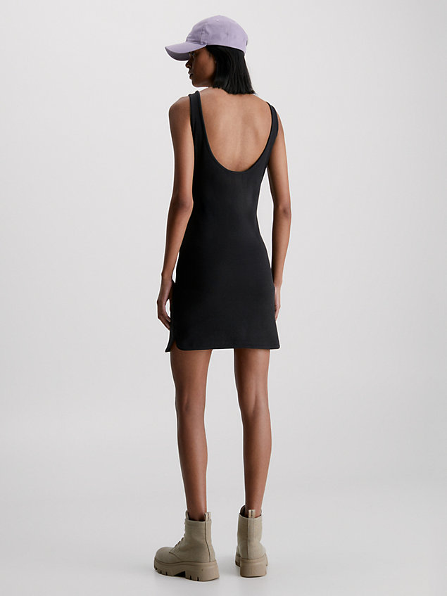 black wąska dopasowana sukienka z materiału ściągaczowego dla kobiety - calvin klein jeans