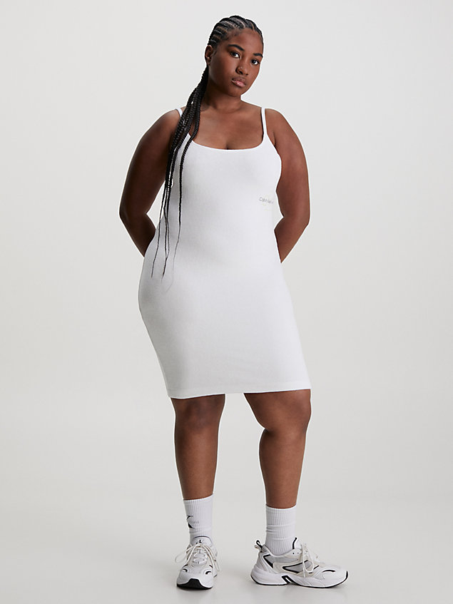 mini-robe slim en tissu éponge white pour femmes calvin klein jeans