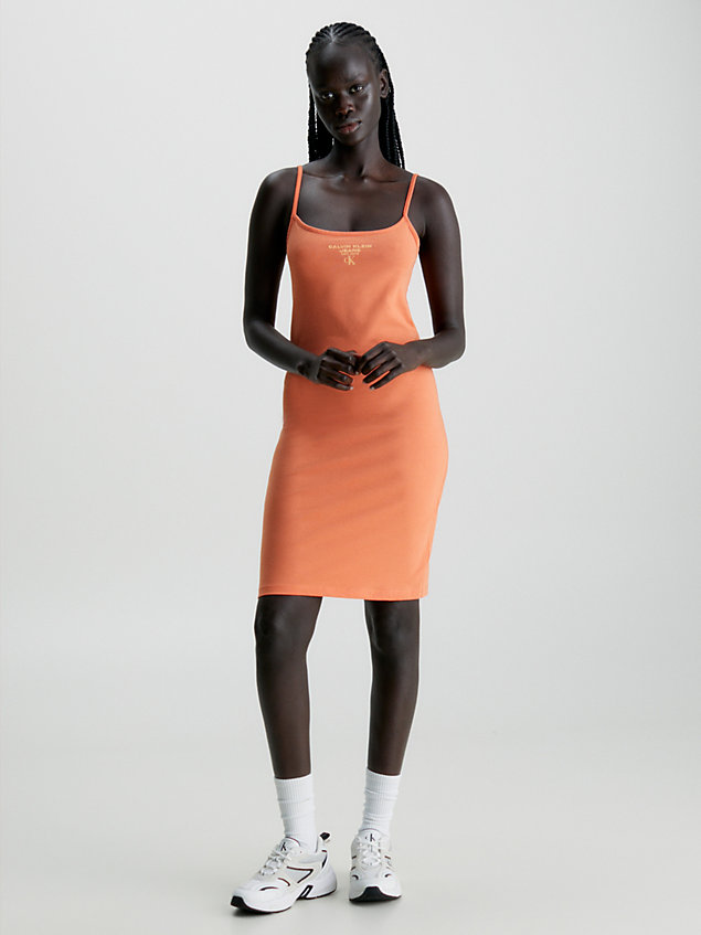 orange slim cotton stretch tank dress for women calvin klein jeans