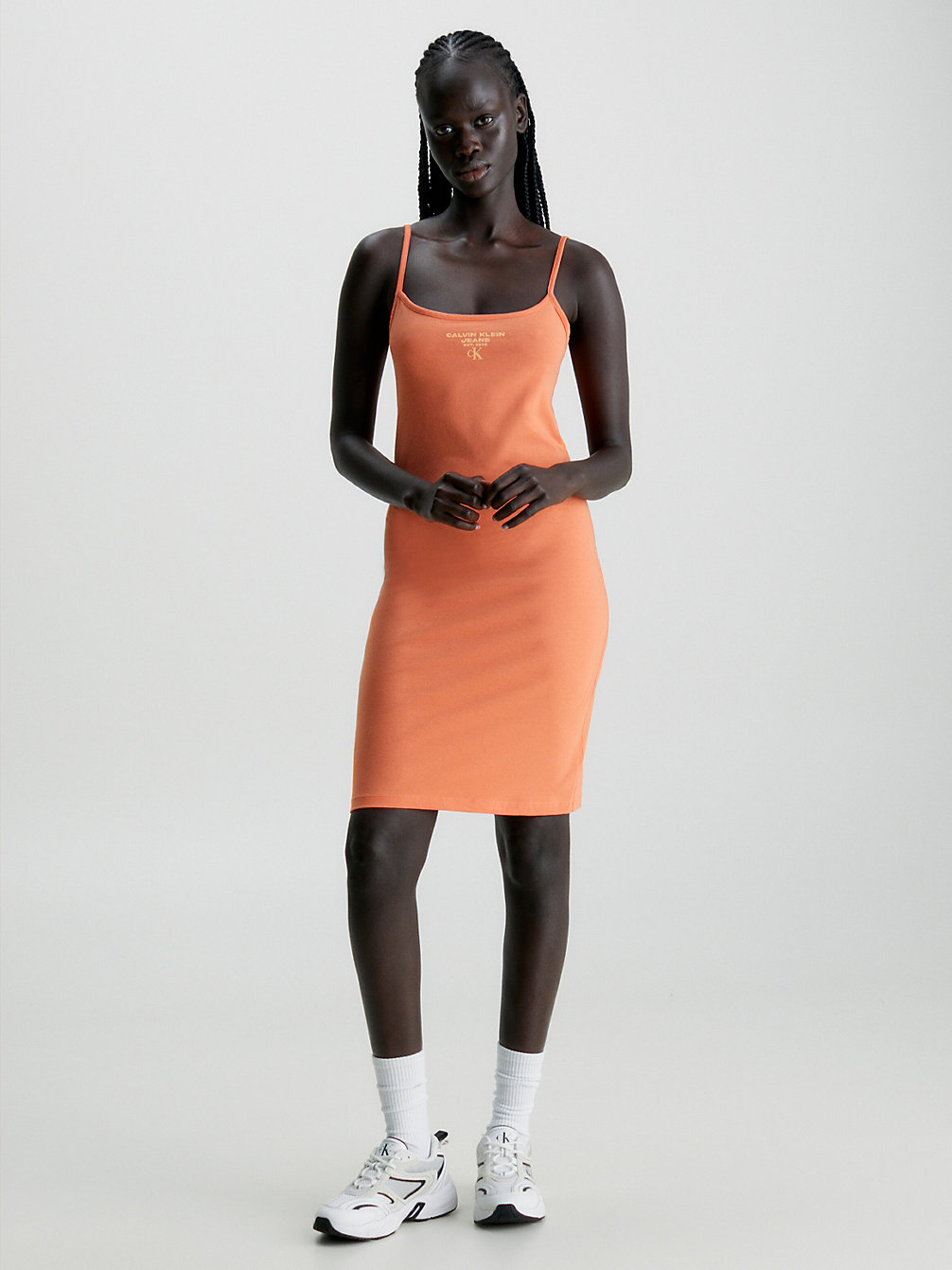 SUMMER SQUASH Schmales Trägerkleid Aus Stretch-Baumwolle undefined Damen Calvin Klein
