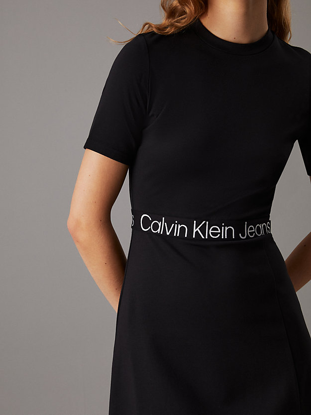 CK BLACK Logo Tape Kleid aus Milano-Jersey für Damen CALVIN KLEIN JEANS