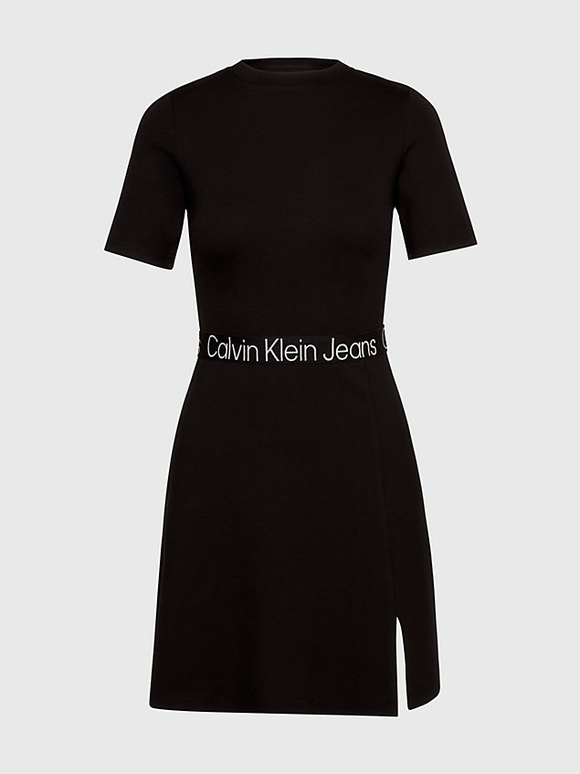 vestido de punto milano con logo tape black de mujer calvin klein jeans