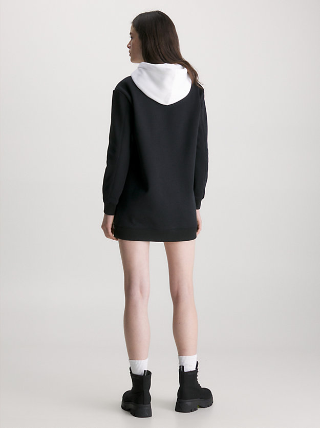 ck black sweatshirtkleid mit kapuze mit design in blockfarben für damen - calvin klein jeans