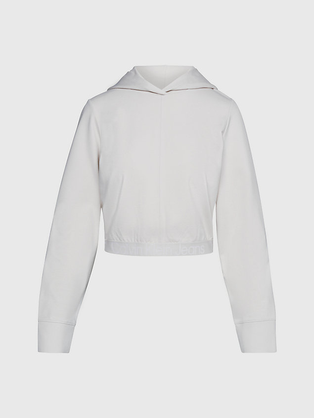 beige milano jersey logo tape hoodie for women calvin klein jeans