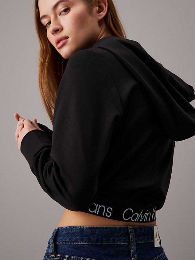black milano jersey logo tape hoodie for women calvin klein jeans