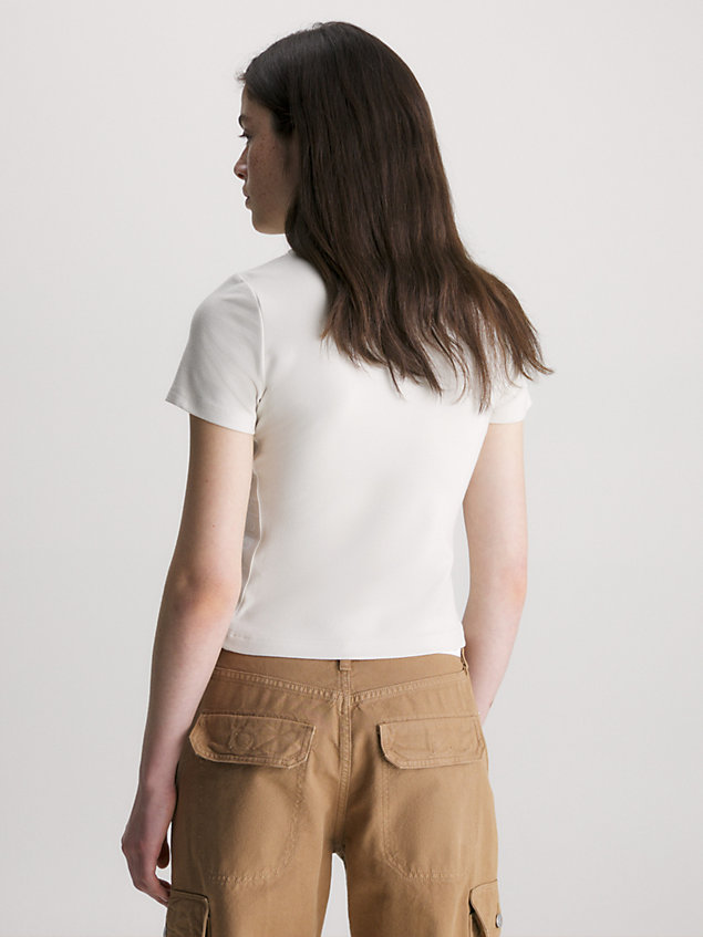 t-shirt con logo tape in jersey milano beige da donna calvin klein jeans