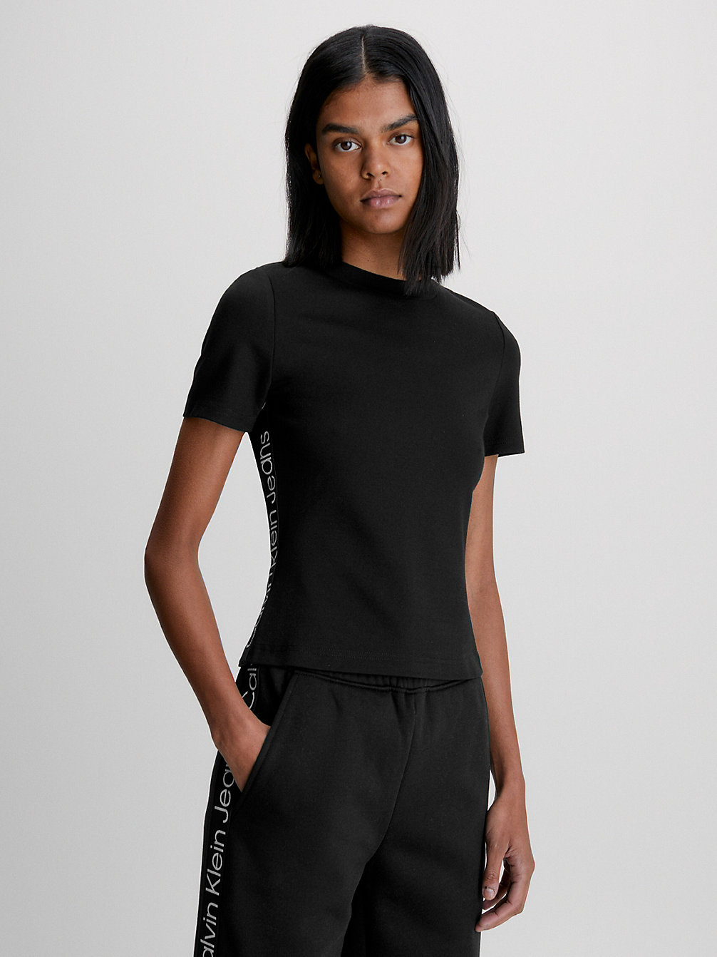 CK BLACK T-Shirt Met Logotape Van Milanojersey undefined dames Calvin Klein