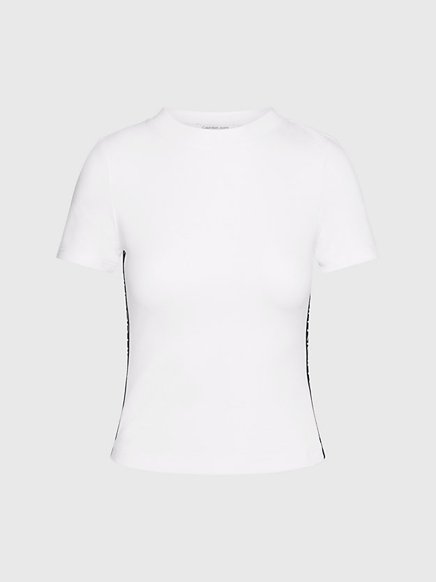 BRIGHT WHITE Logo Tape T-Shirt aus Milano-Jersey für Damen CALVIN KLEIN JEANS