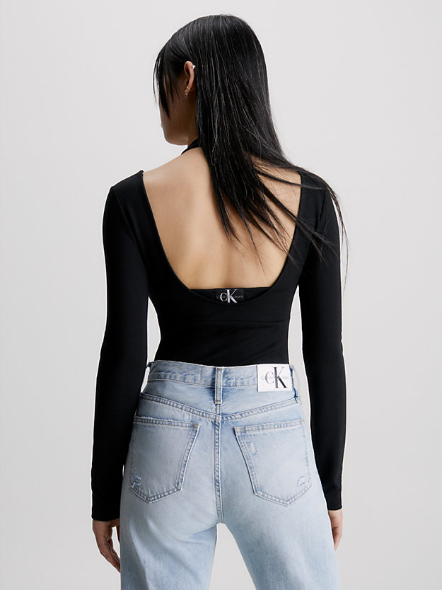 ck black milano double layer long sleeve top for women calvin klein jeans