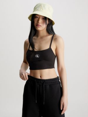 Black Jersey Double Strap Crop Top