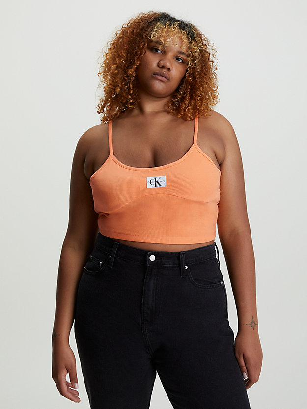 CRUSHED ORANGE Ribbed Jersey Bralette Top for women CALVIN KLEIN JEANS