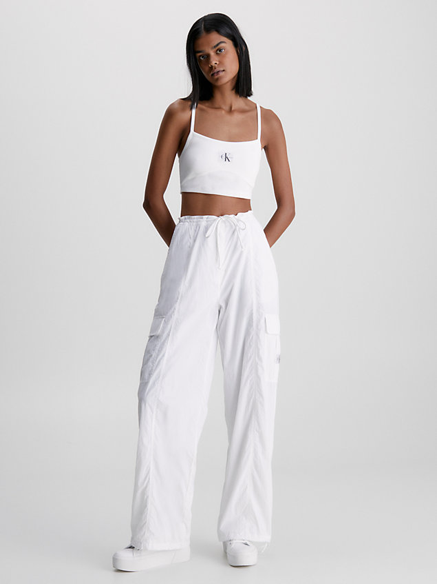 white ribbed jersey bralette top for women calvin klein jeans