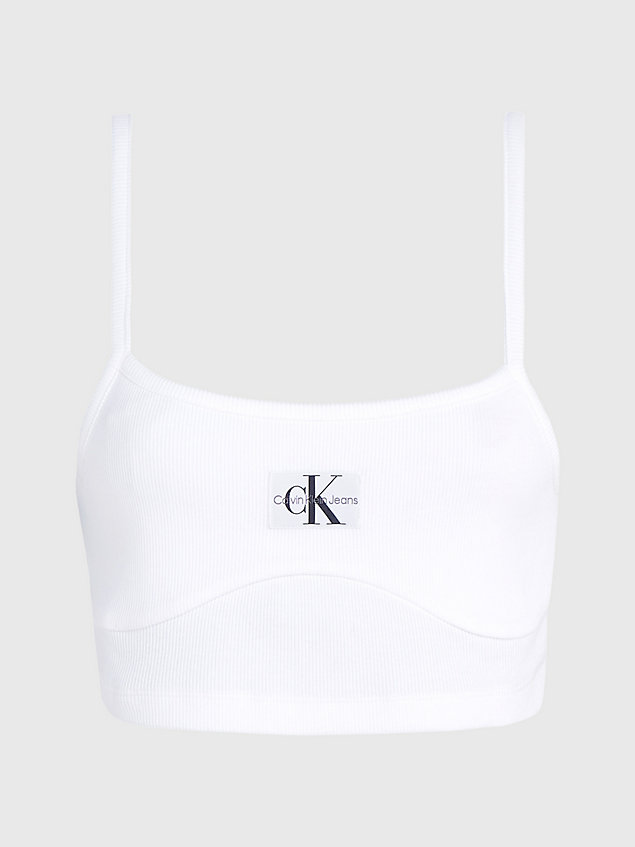 white ribbed jersey bralette top for women calvin klein jeans