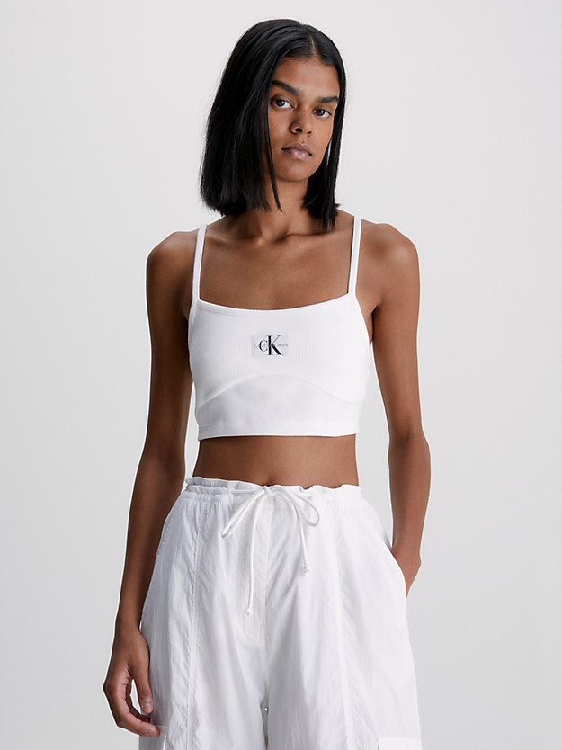 BRIGHT WHITE Ribbed Jersey Bralette Top for women CALVIN KLEIN JEANS