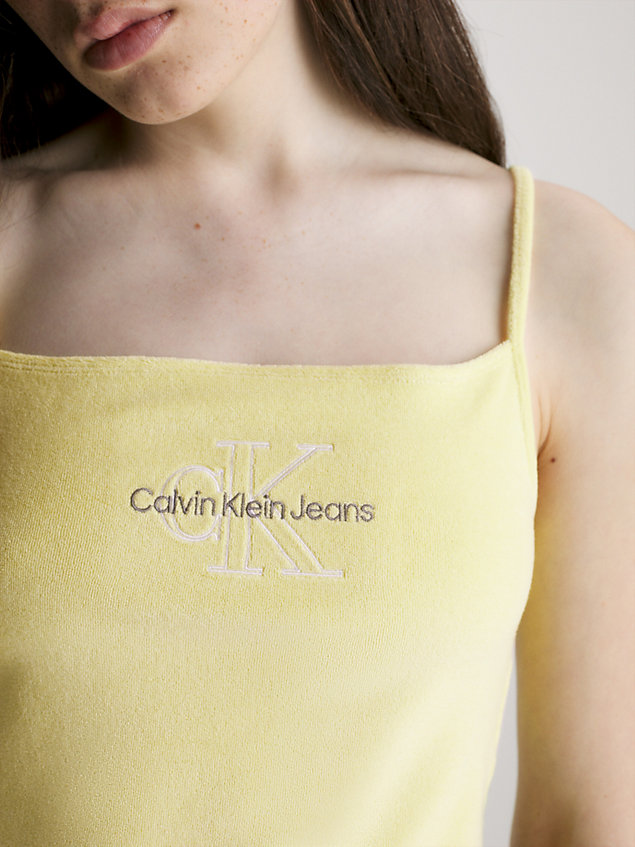 gold wąski top bez rękawów z materiału frotte dla kobiety - calvin klein jeans