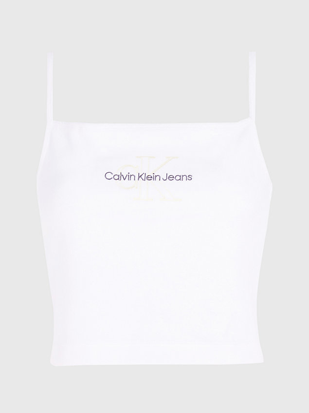 white wąski top bez rękawów z materiału frotte dla kobiety - calvin klein jeans