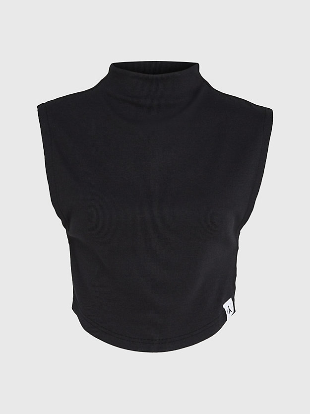 ck black ribbed jersey cropped tank top for women calvin klein jeans