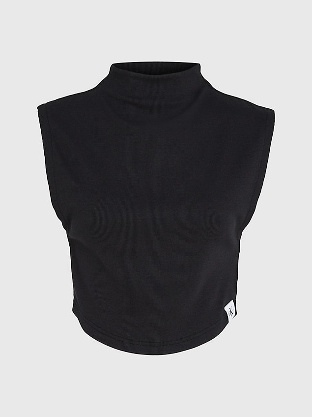 black ribbed jersey cropped tank top for women calvin klein jeans