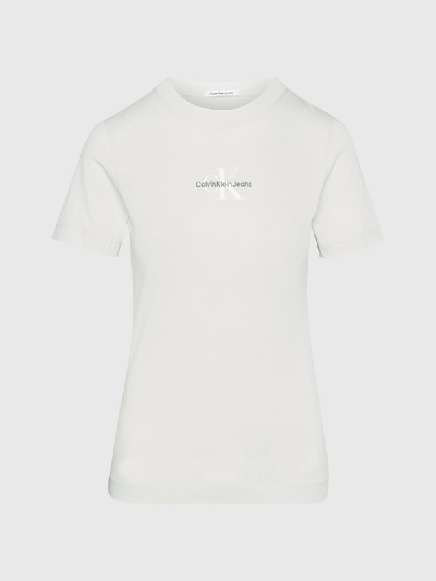 beige t-shirt bawełniany z monogramem dla kobiety - calvin klein jeans