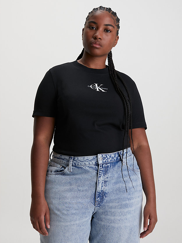 ck black monogram t-shirt van katoen voor dames - calvin klein jeans