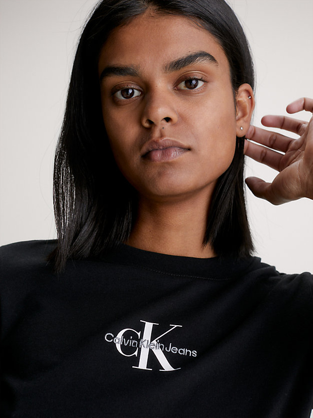CK BLACK T-shirt con monogramma slim da donna CALVIN KLEIN JEANS