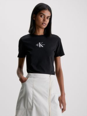 Black calvin klein on sale t shirt womens