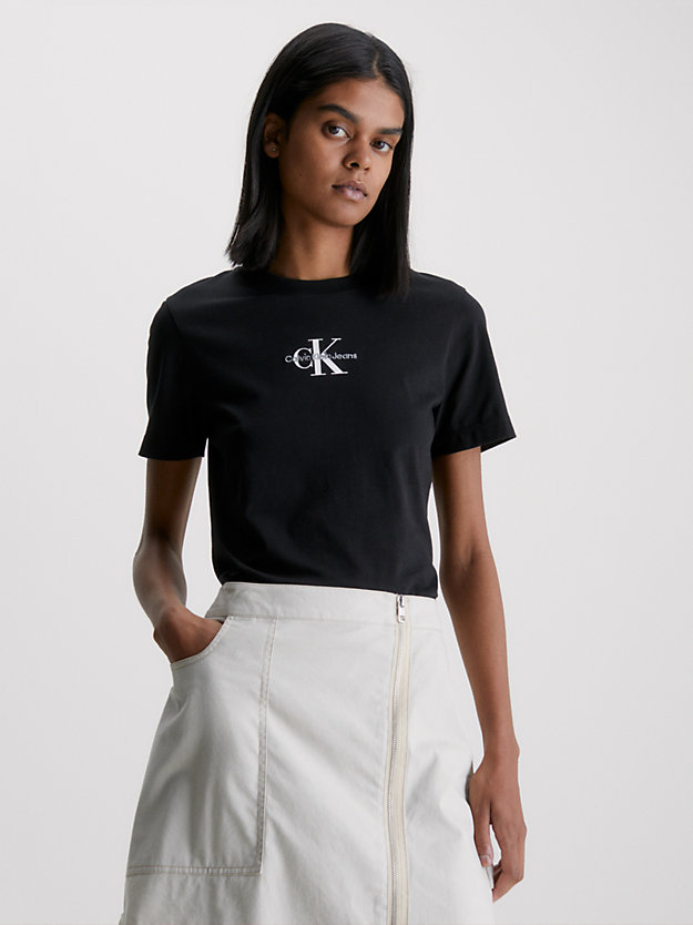 CK BLACK T-shirt con monogramma slim da donna CALVIN KLEIN JEANS