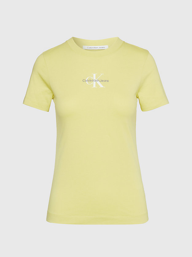 camiseta de algodón con monograma yellow sand de mujer calvin klein jeans