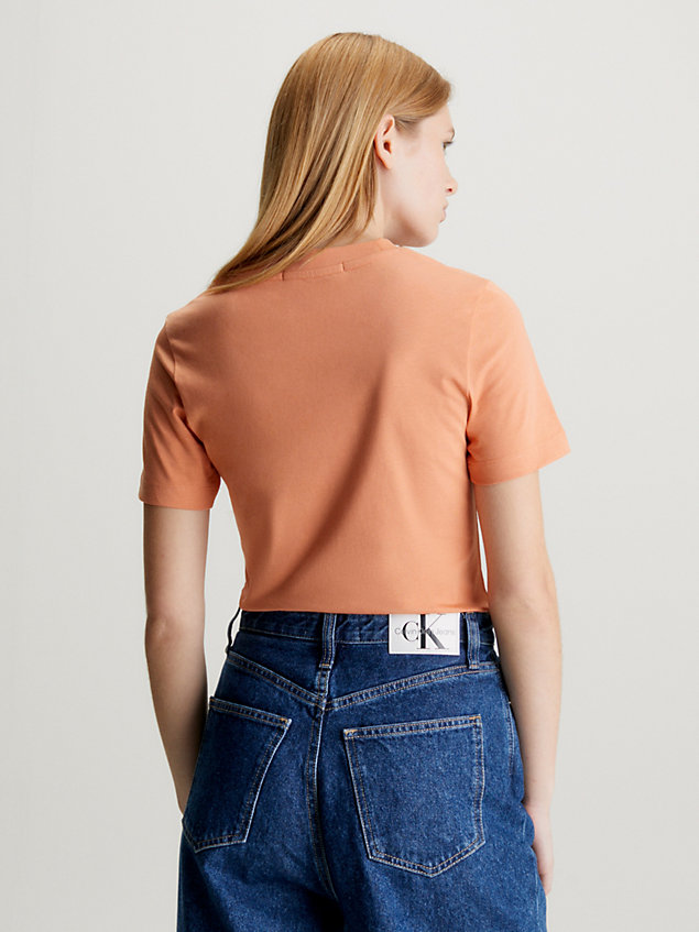 orange t-shirt bawełniany z monogramem dla kobiety - calvin klein jeans