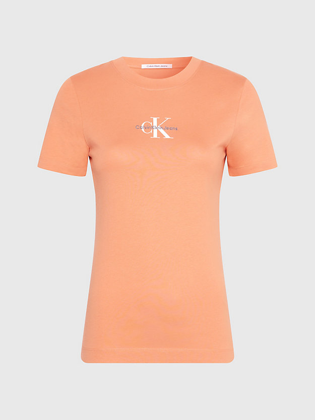 tropical orange t-shirt aus baumwolle mit monogramm für damen - calvin klein jeans