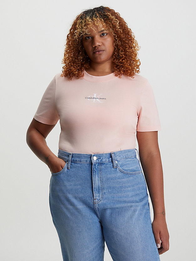 faint blossom cotton monogram t-shirt for women calvin klein jeans