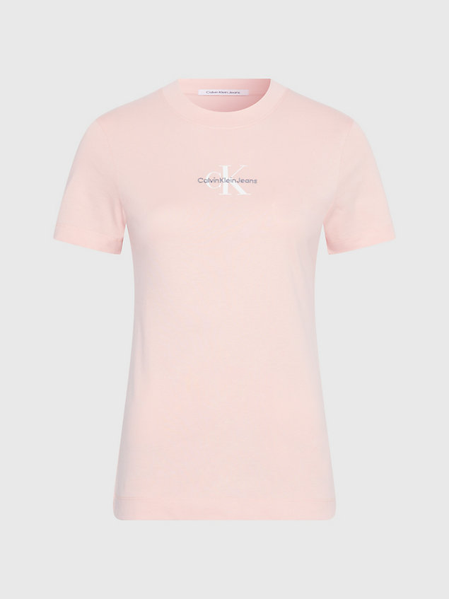 pink monogram t-shirt van katoen voor dames - calvin klein jeans