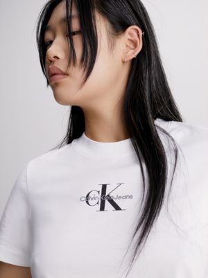 BRIGHT WHITE Slim Monogram T-shirt for women CALVIN KLEIN JEANS