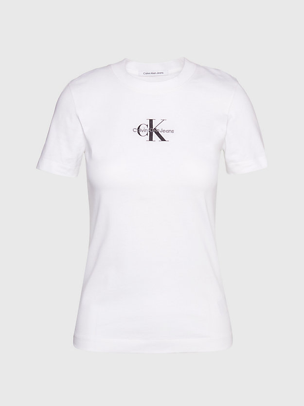 bright white t-shirt aus baumwolle mit monogramm für damen - calvin klein jeans