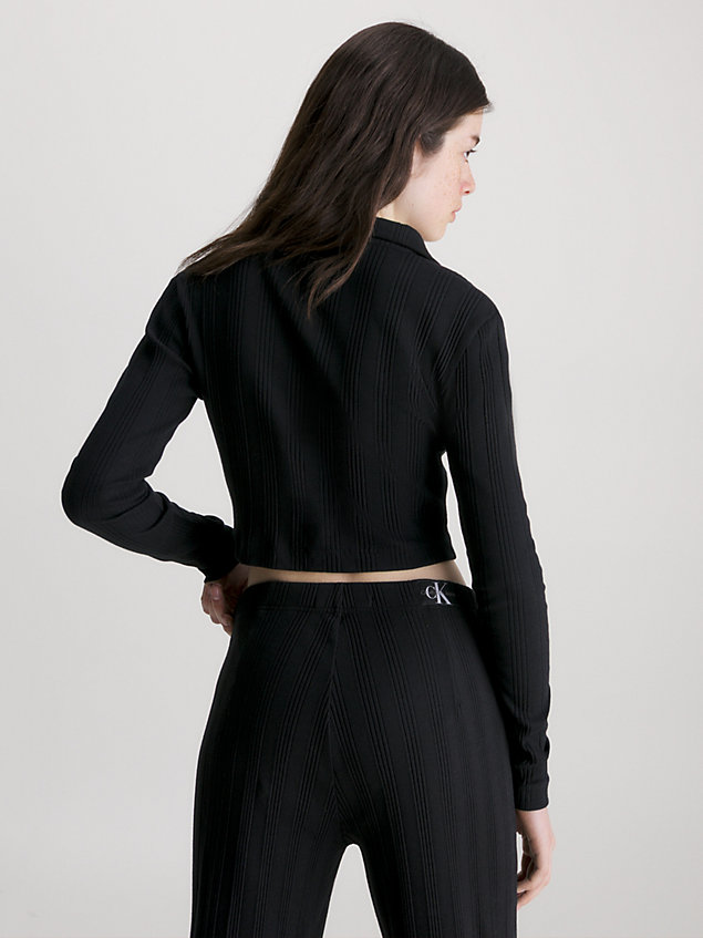 black cropped cardigan aus geripptem jersey für damen - calvin klein jeans