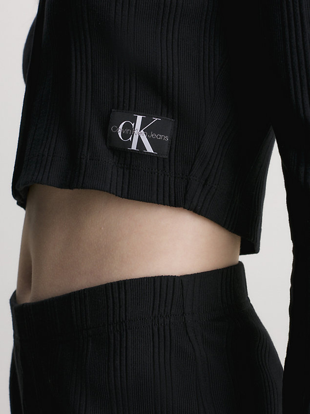 black ribbed jersey cropped cardigan for women calvin klein jeans