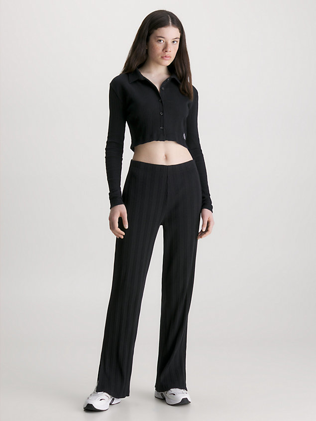black ribbed jersey cropped cardigan for women calvin klein jeans